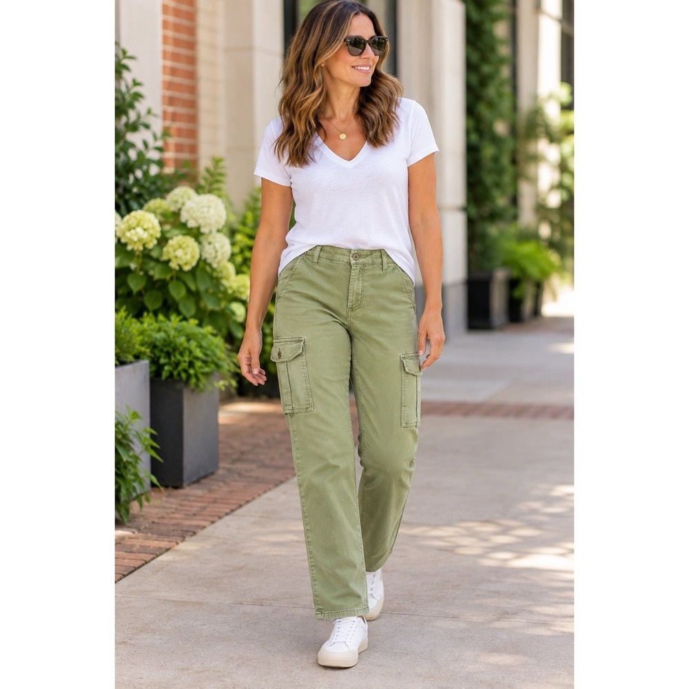 AG Adriano Goldschmied Size 31 The Pepper Cargo Trousers Green Utility Pants